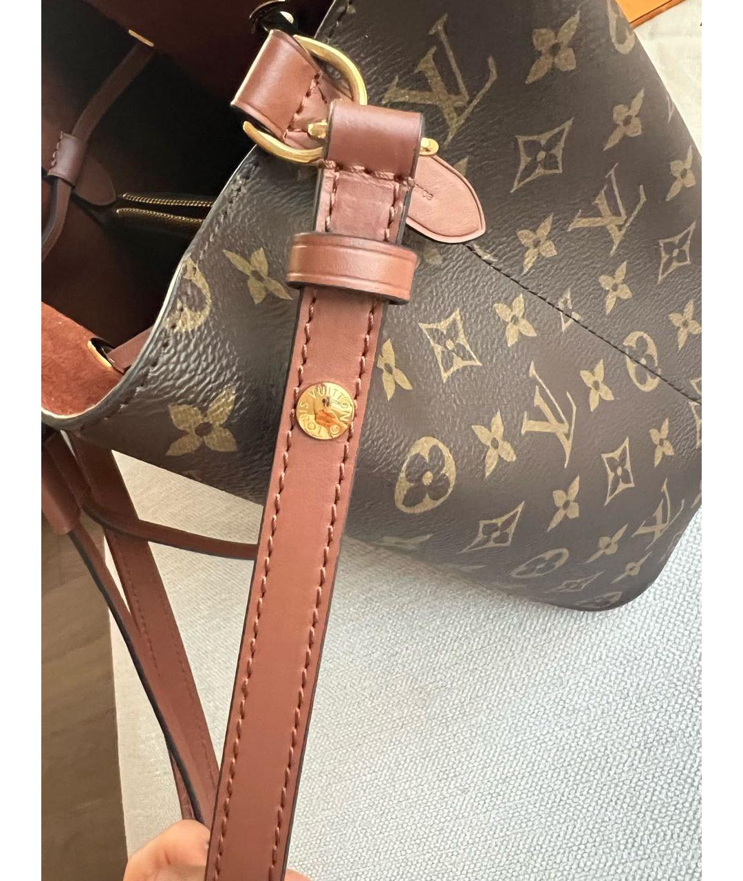 LOUIS VUITTON Коричневая кожаная сумка тоут, фото 5