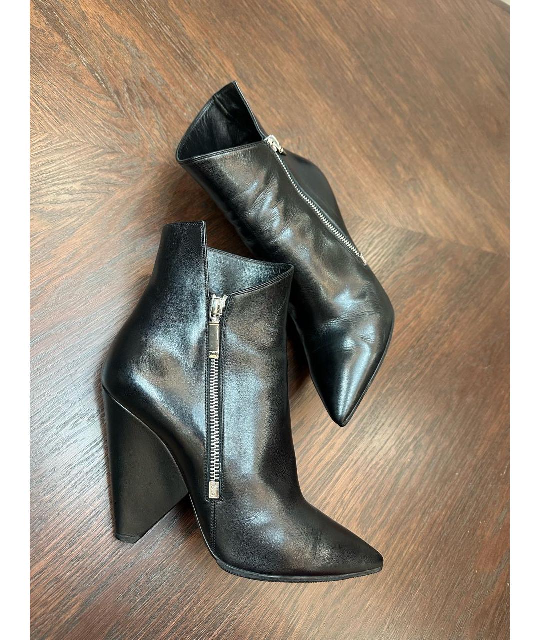 SAINT LAURENT Черные кожаные ботильоны, фото 5