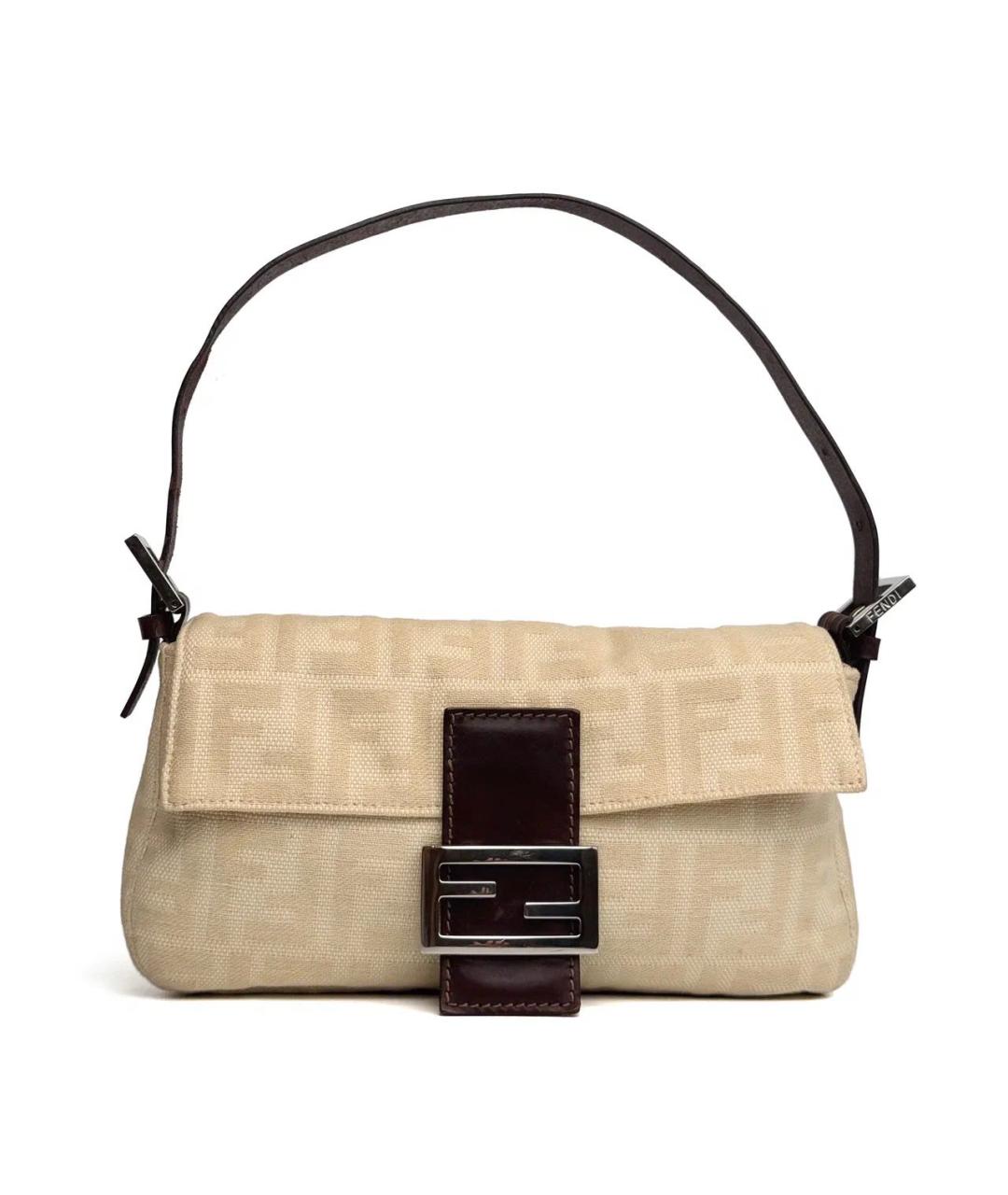 FENDI Бежевая тканевая сумка через плечо, фото 1