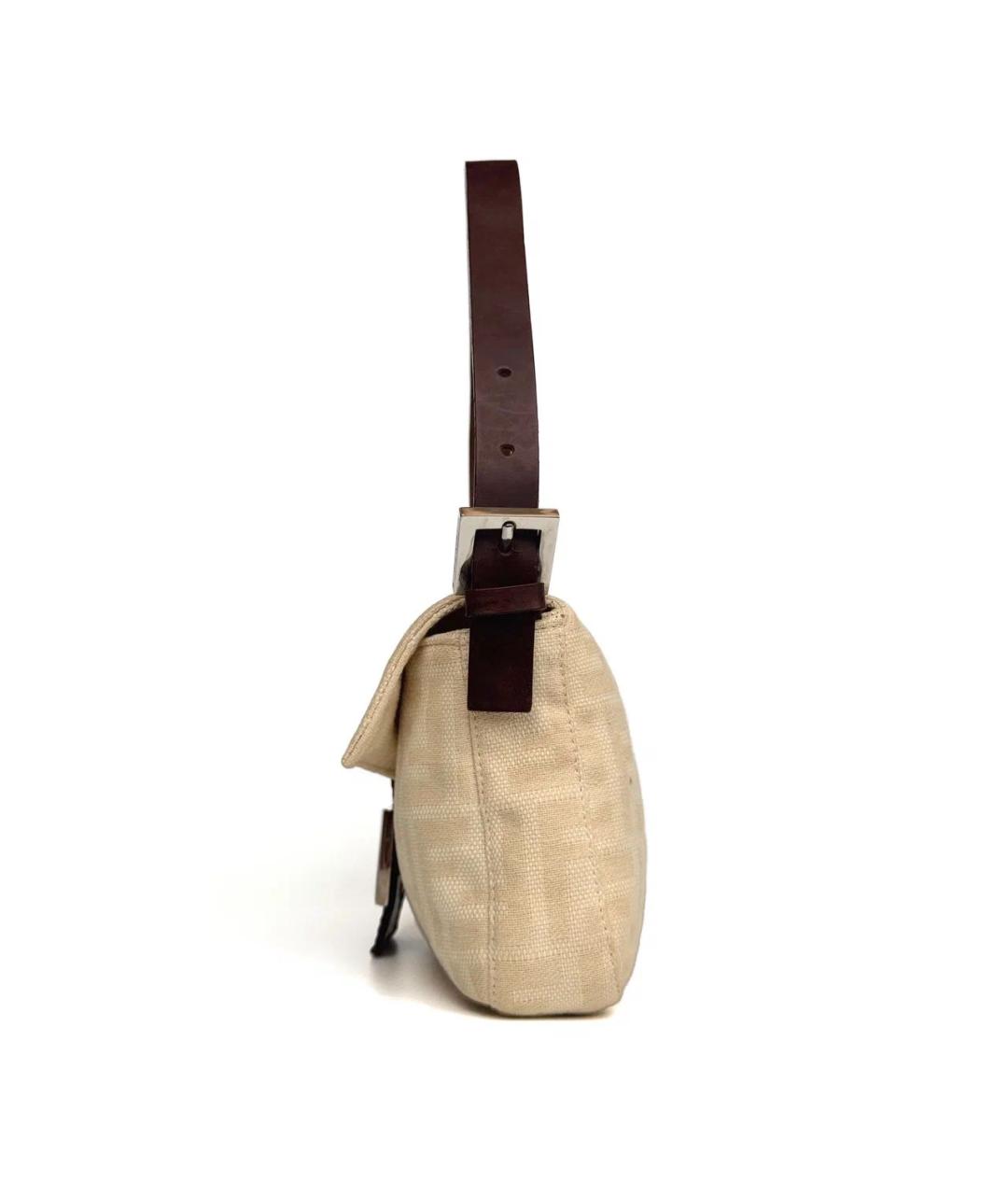 FENDI Бежевая тканевая сумка через плечо, фото 4