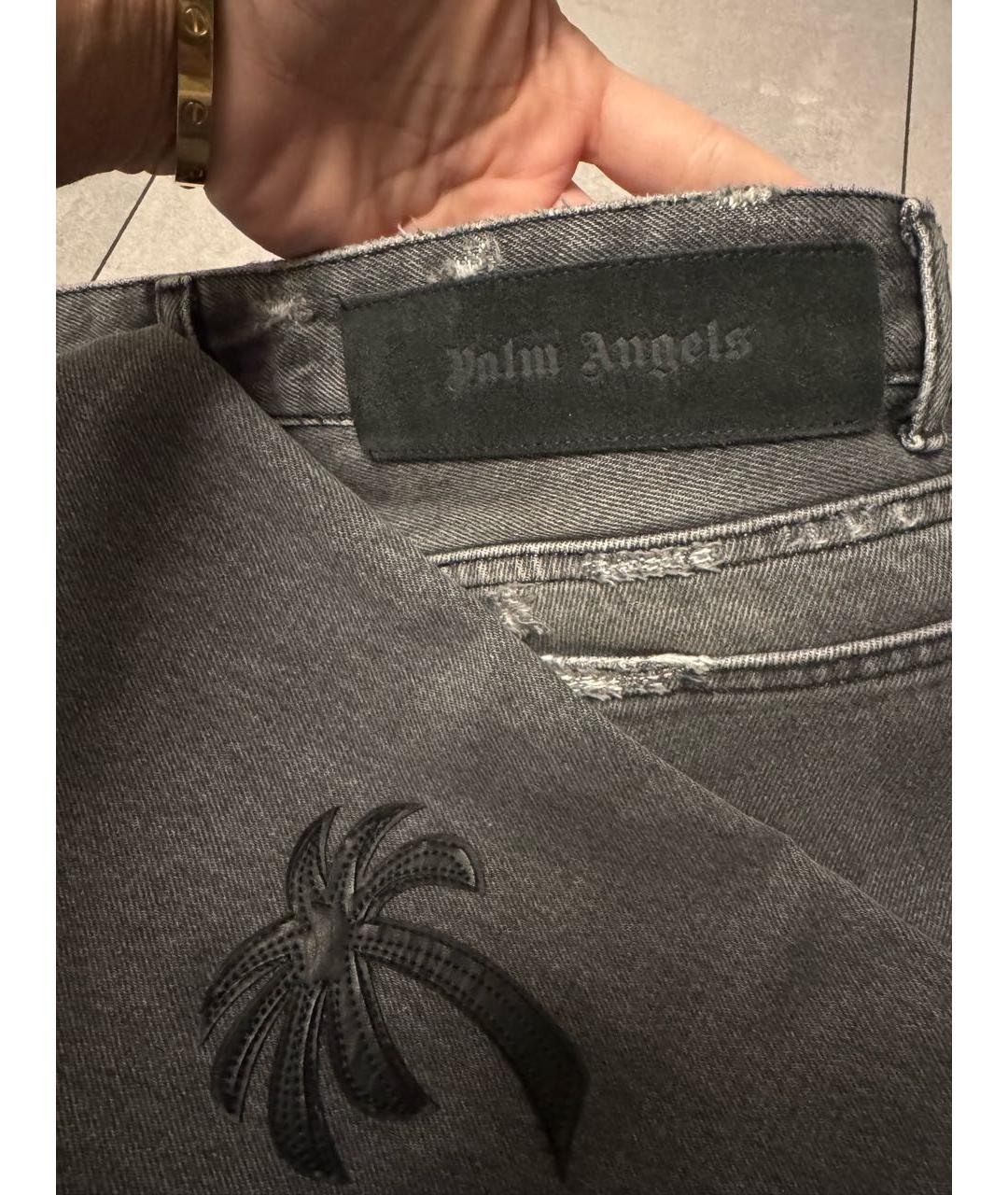 PALM ANGELS Серые хлопковые прямые джинсы, фото 3