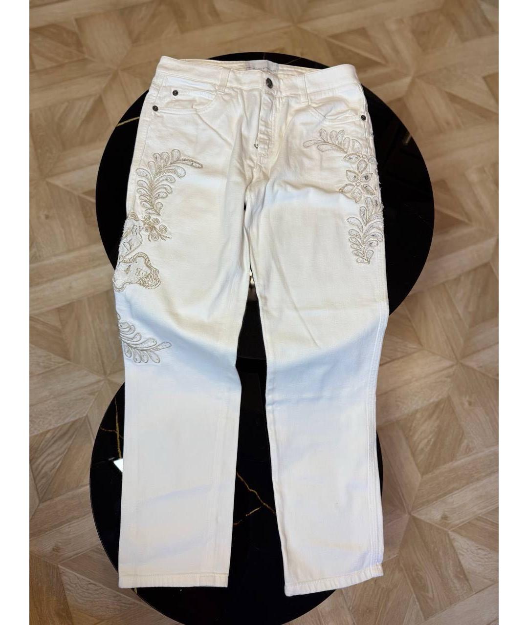 ERMANNO SCERVINO Белые хлопковые прямые джинсы, фото 8