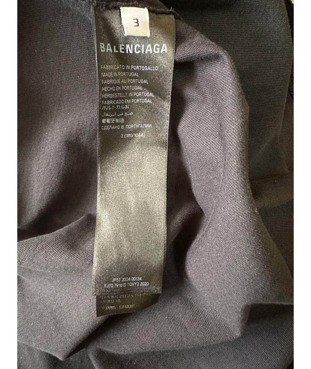 BALENCIAGA Черная хлопковая футболка, фото 8