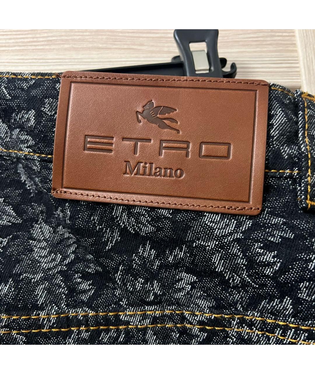 ETRO Антрацитовые хлопковые прямые джинсы, фото 7
