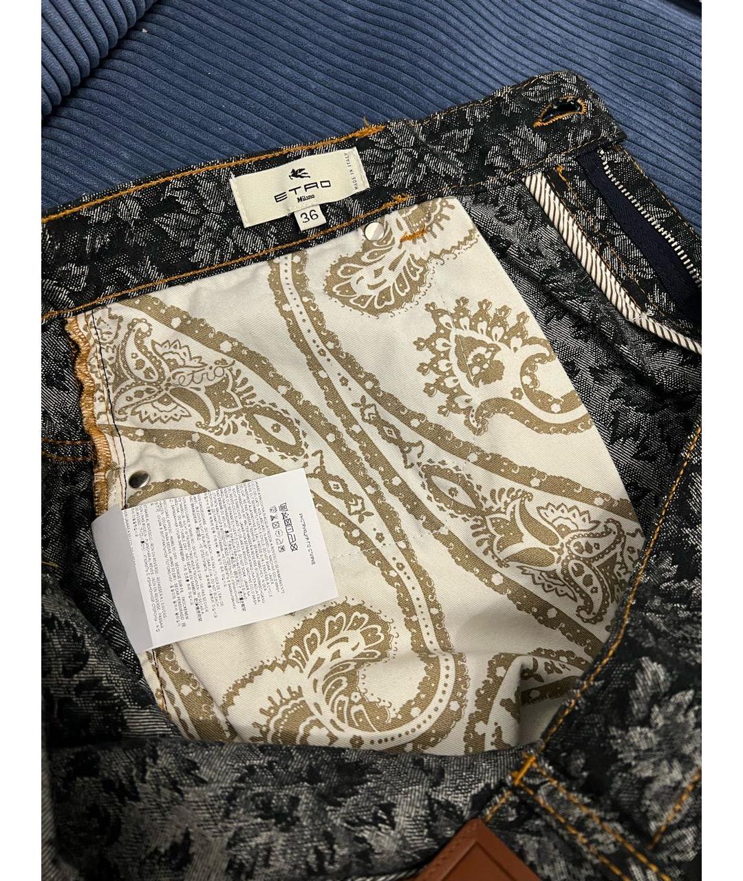 ETRO Антрацитовые хлопковые прямые джинсы, фото 5