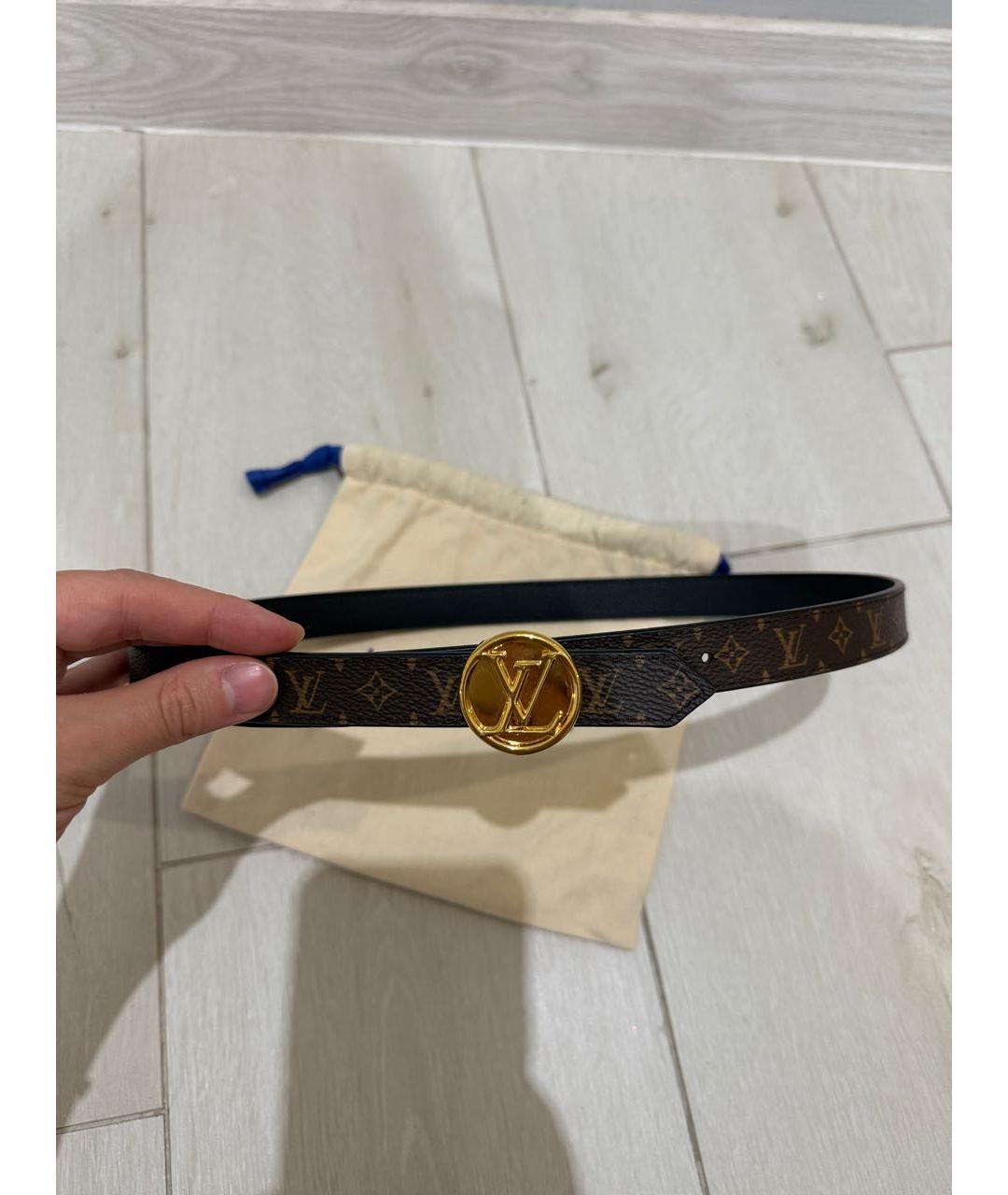 LOUIS VUITTON Коричневый кожаный ремень, фото 3