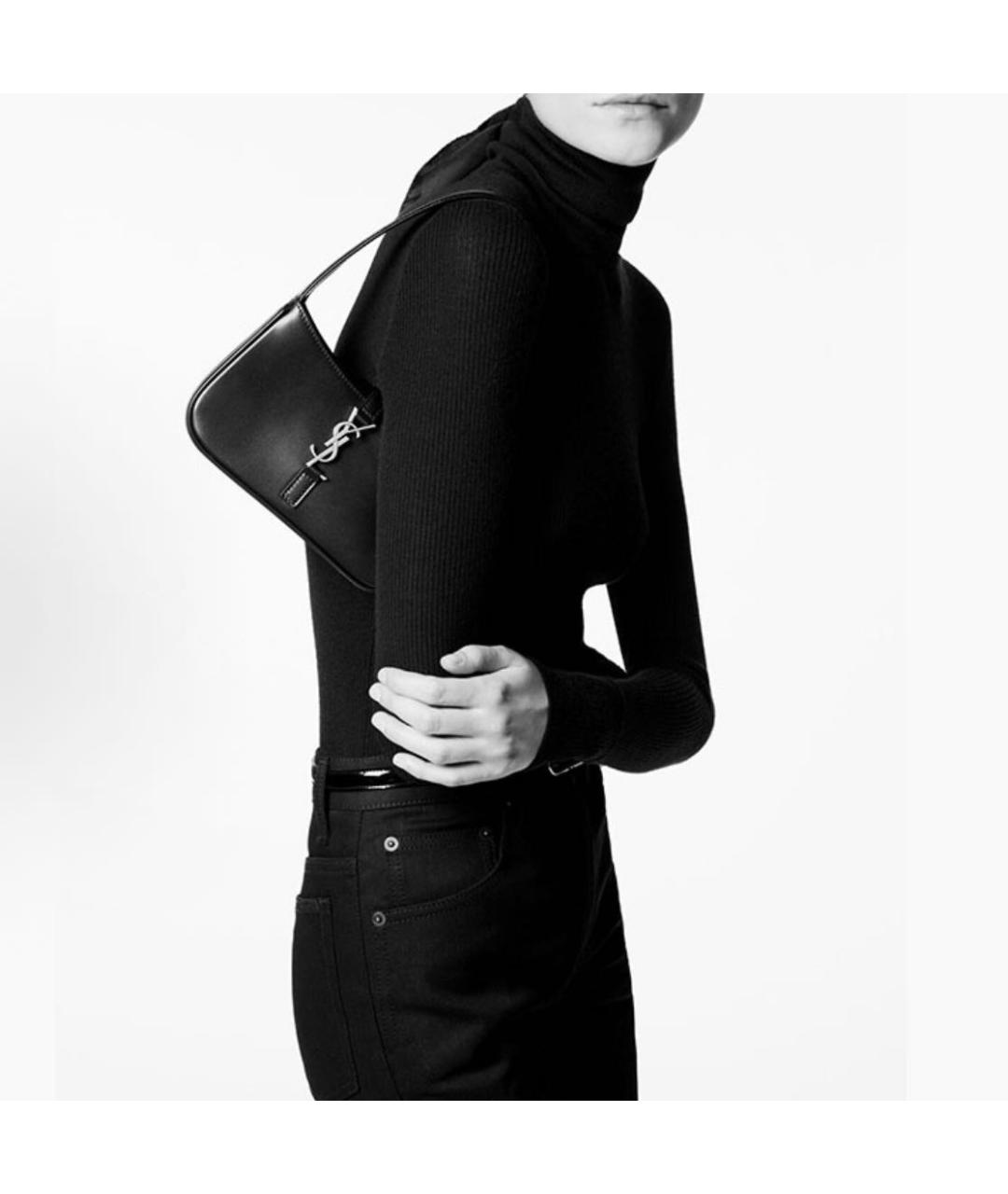 SAINT LAURENT Черная кожаная сумка с короткими ручками, фото 2