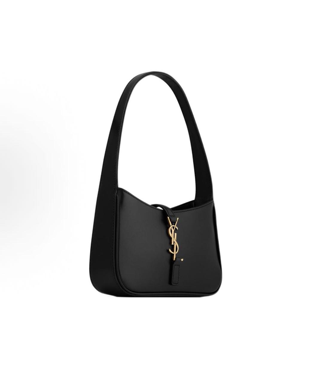SAINT LAURENT Черная кожаная сумка с короткими ручками, фото 4