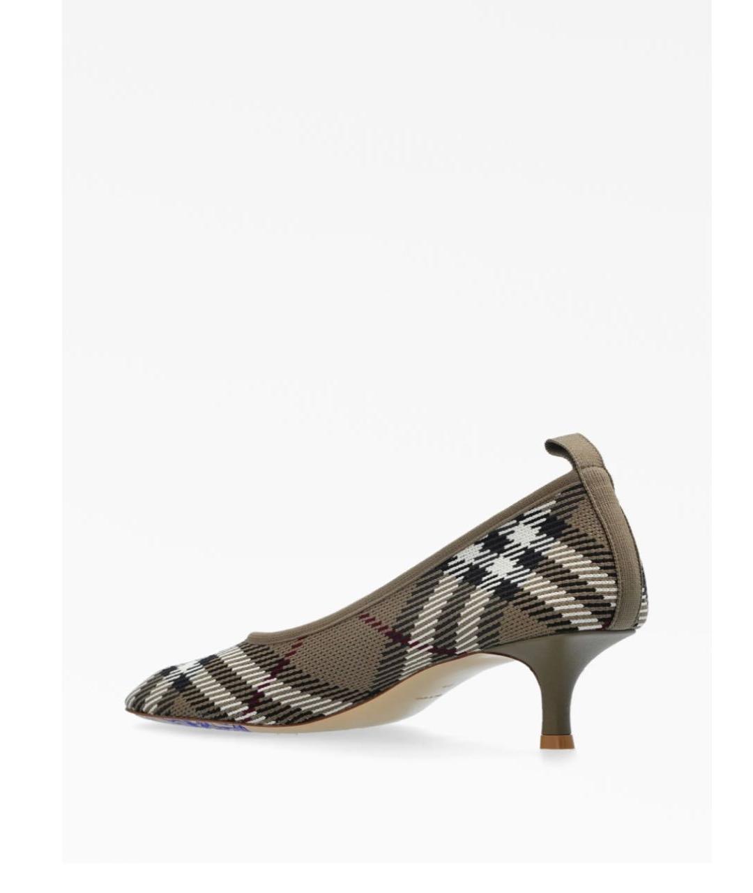 BURBERRY Бежевые кожаные лодочки на низком каблуке, фото 4