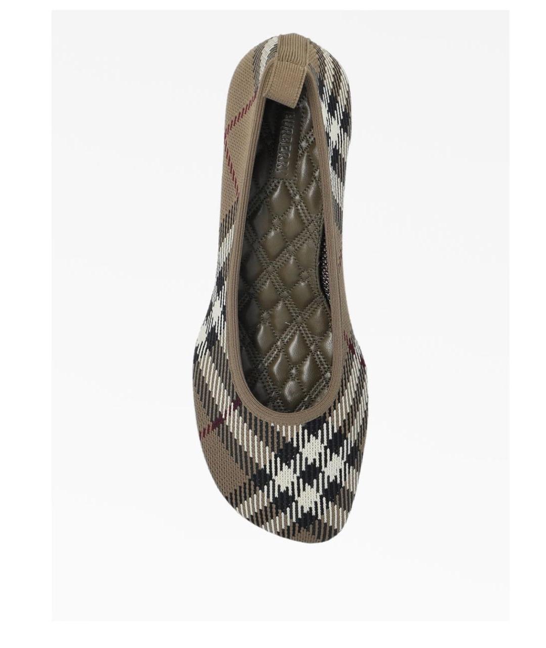 BURBERRY Бежевые кожаные лодочки на низком каблуке, фото 2