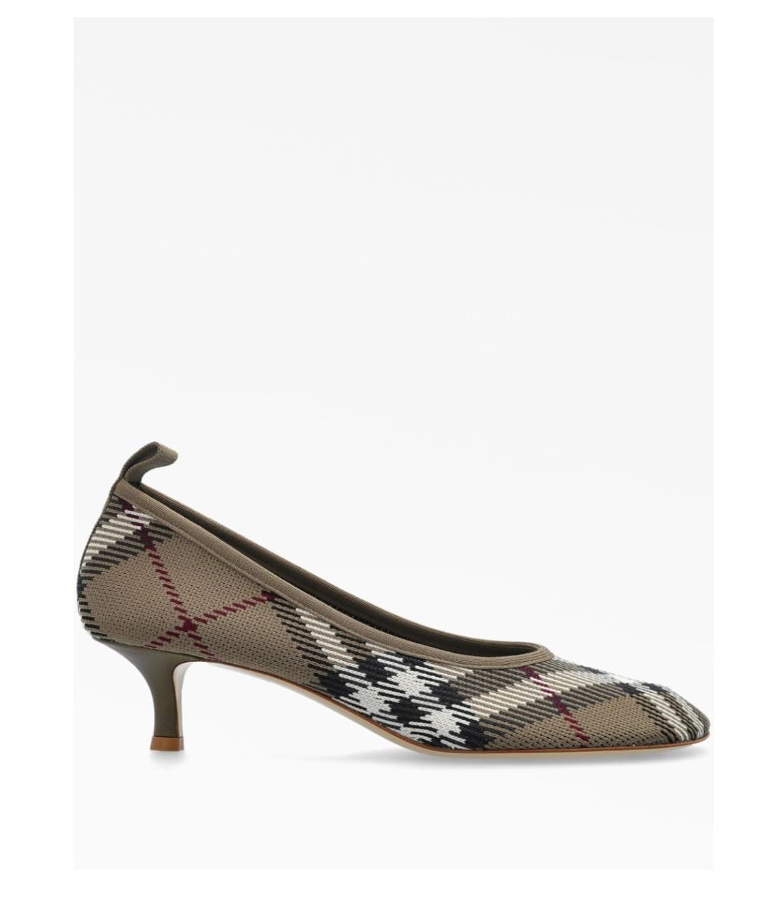 BURBERRY Бежевые кожаные лодочки на низком каблуке, фото 5