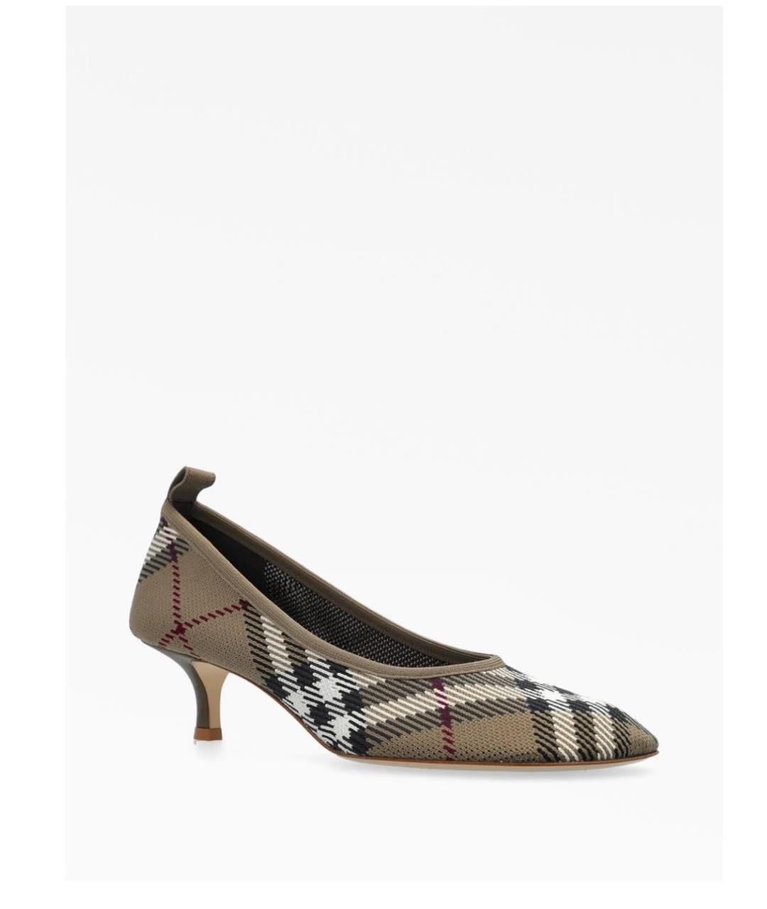 BURBERRY Бежевые кожаные лодочки на низком каблуке, фото 3