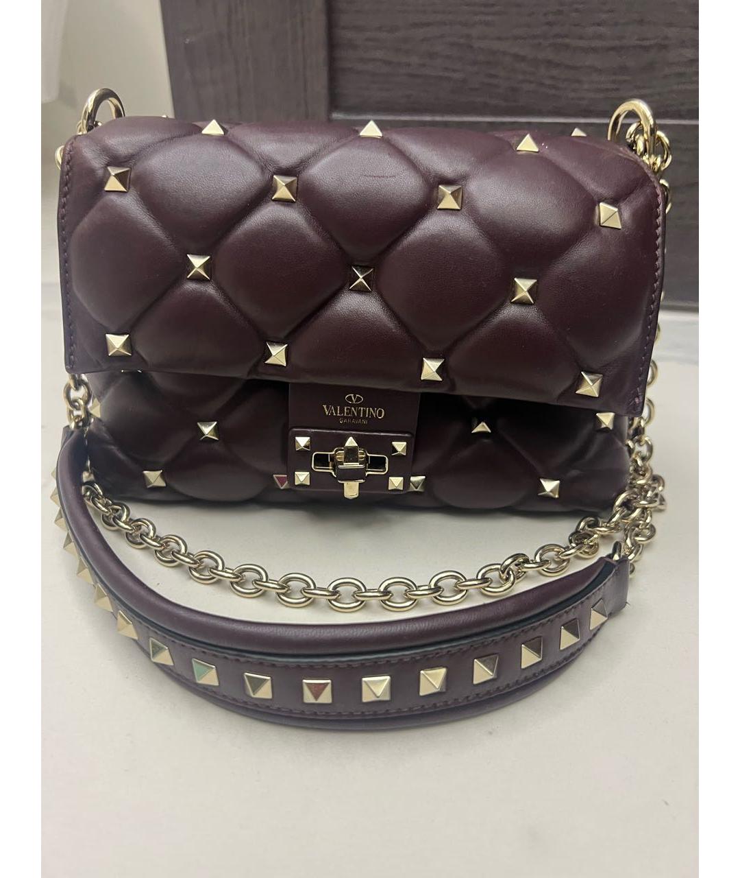 VALENTINO Бордовая кожаная сумка через плечо, фото 9