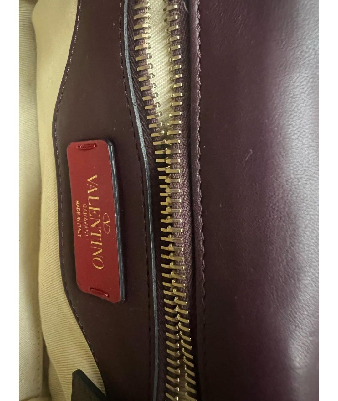 VALENTINO Бордовая кожаная сумка через плечо, фото 7
