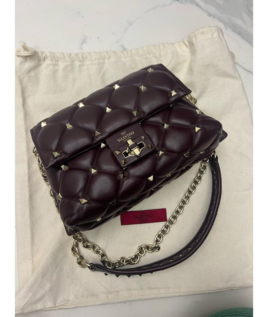 VALENTINO Бордовая кожаная сумка через плечо, фото 6