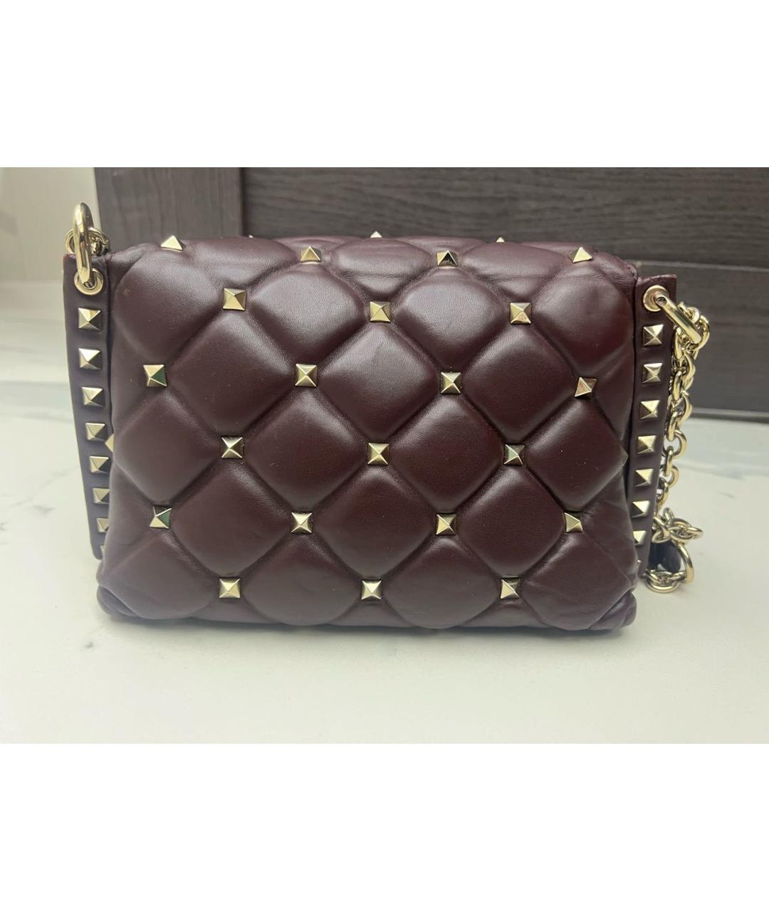 VALENTINO Бордовая кожаная сумка через плечо, фото 3