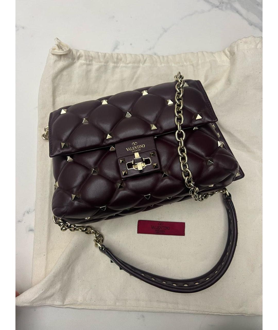 VALENTINO Бордовая кожаная сумка через плечо, фото 8
