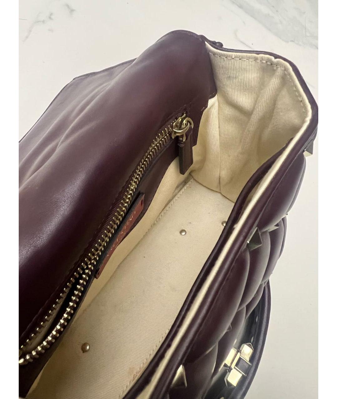 VALENTINO Бордовая кожаная сумка через плечо, фото 4