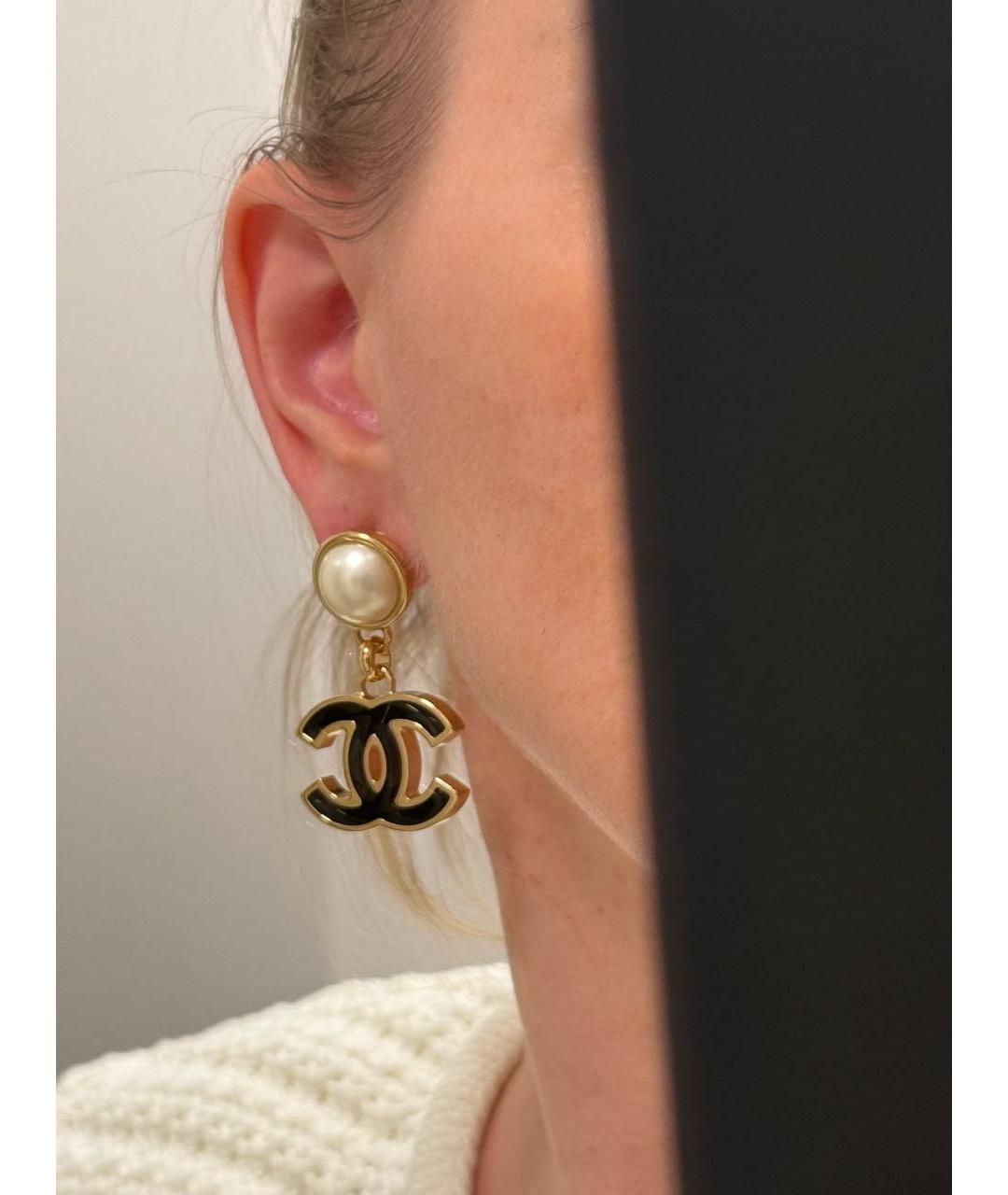 CHANEL Черные металлические серьги, фото 4