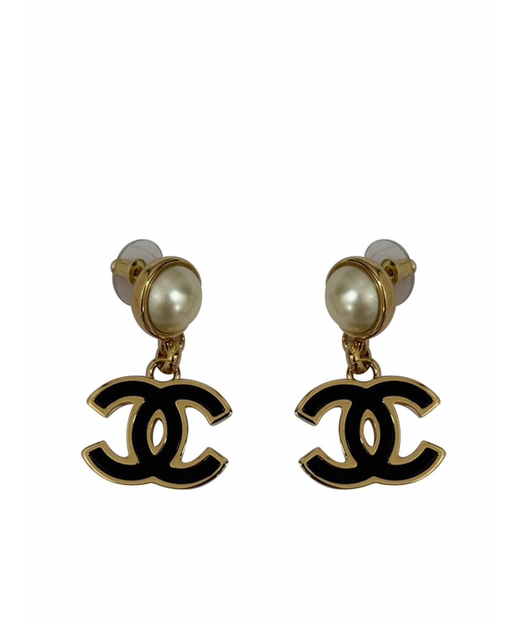CHANEL Черные металлические серьги, фото 1