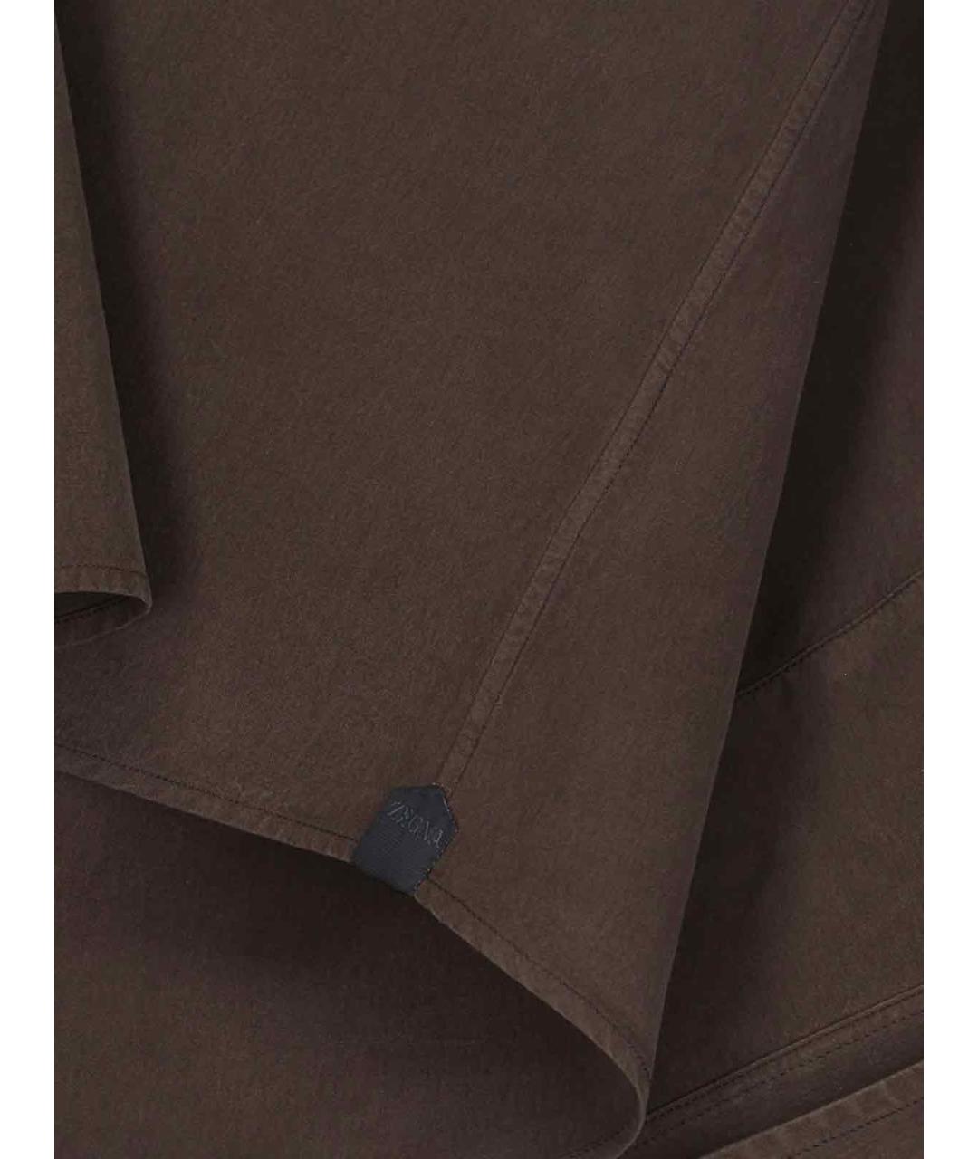 ERMENEGILDO ZEGNA Коричневая шелковая кэжуал рубашка, фото 4
