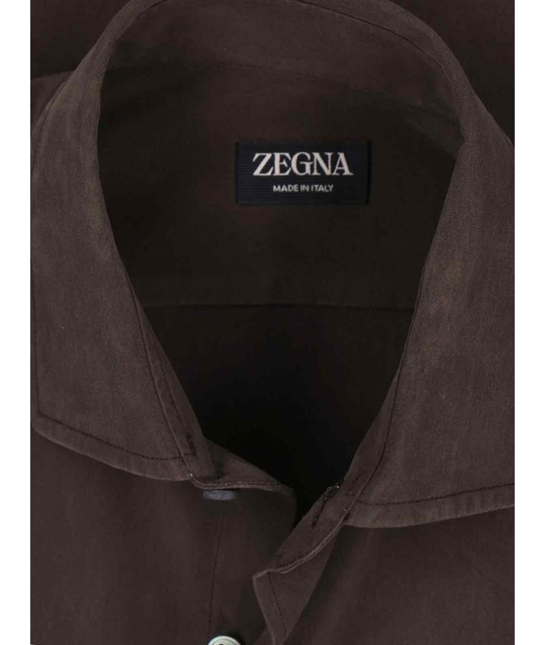 ERMENEGILDO ZEGNA Коричневая шелковая кэжуал рубашка, фото 5