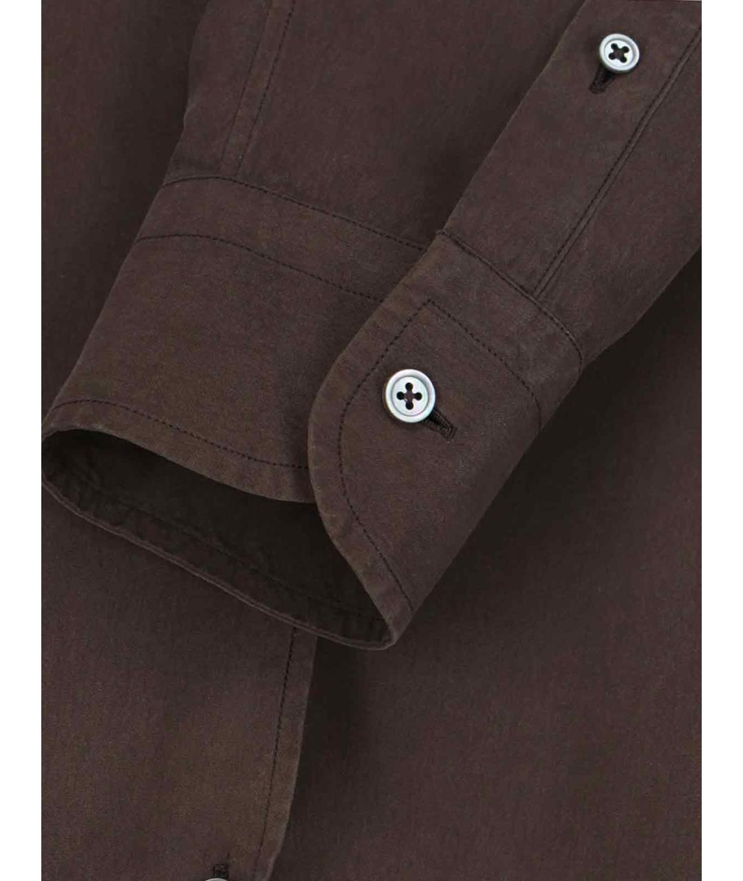 ERMENEGILDO ZEGNA Коричневая шелковая кэжуал рубашка, фото 3