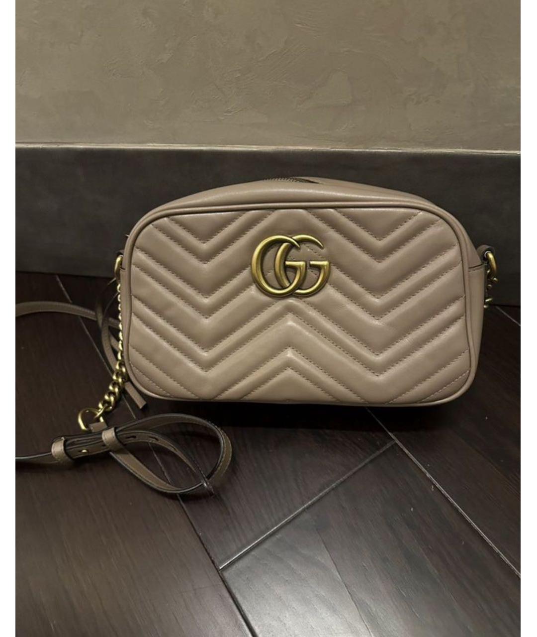 GUCCI Бежевая кожаная сумка через плечо, фото 2