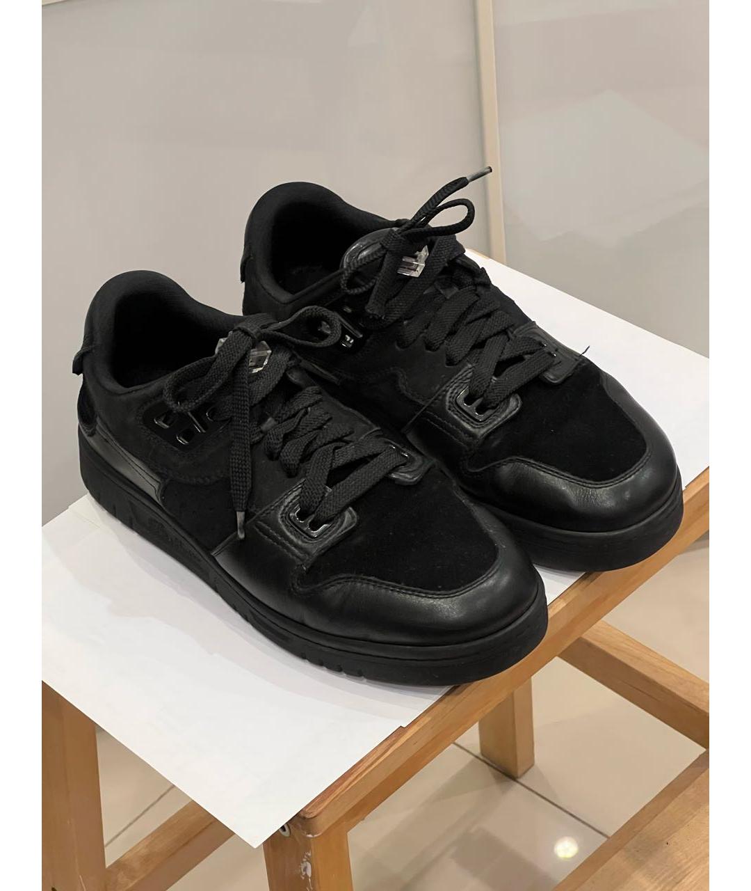 ACNE STUDIOS Черные кожаные низкие кроссовки / кеды, фото 2
