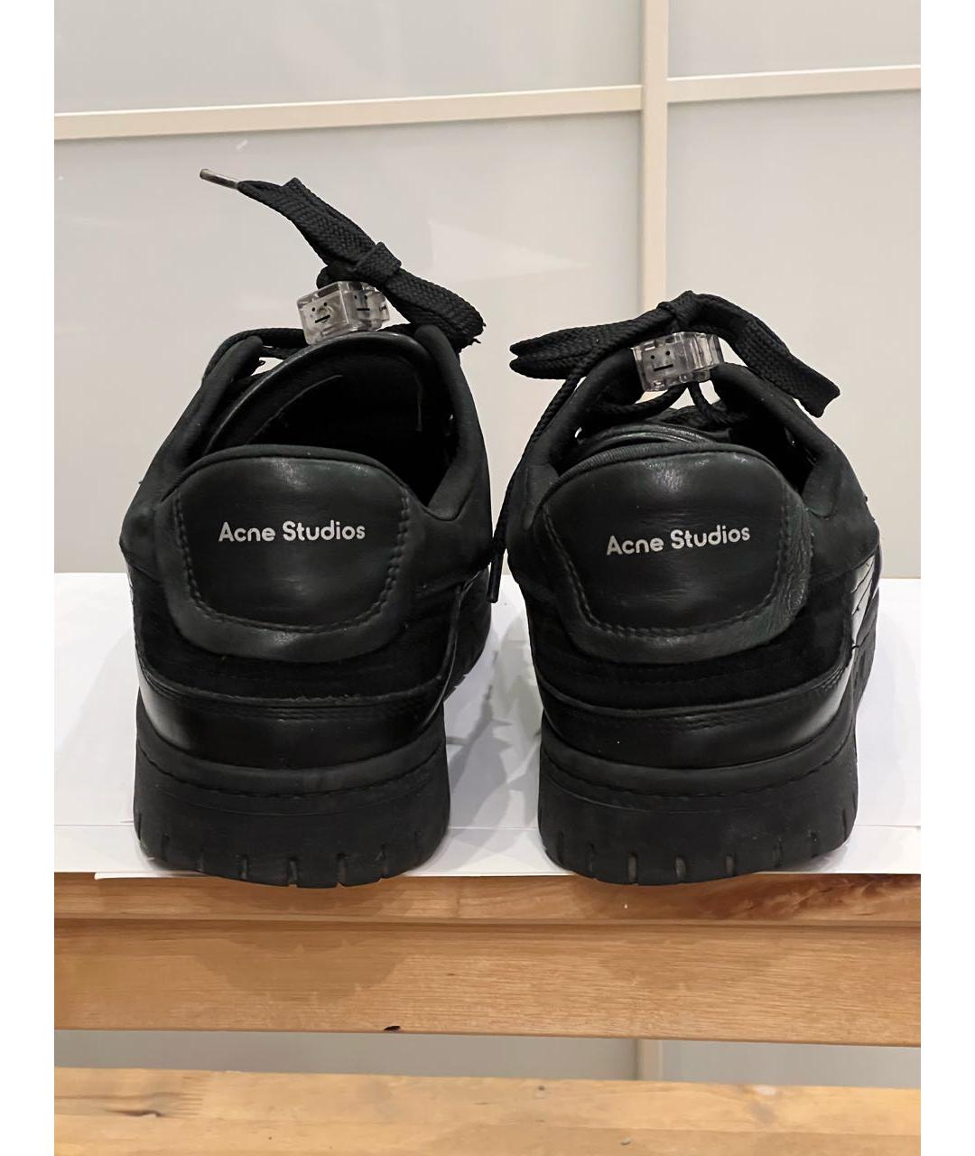 ACNE STUDIOS Черные кожаные низкие кроссовки / кеды, фото 4
