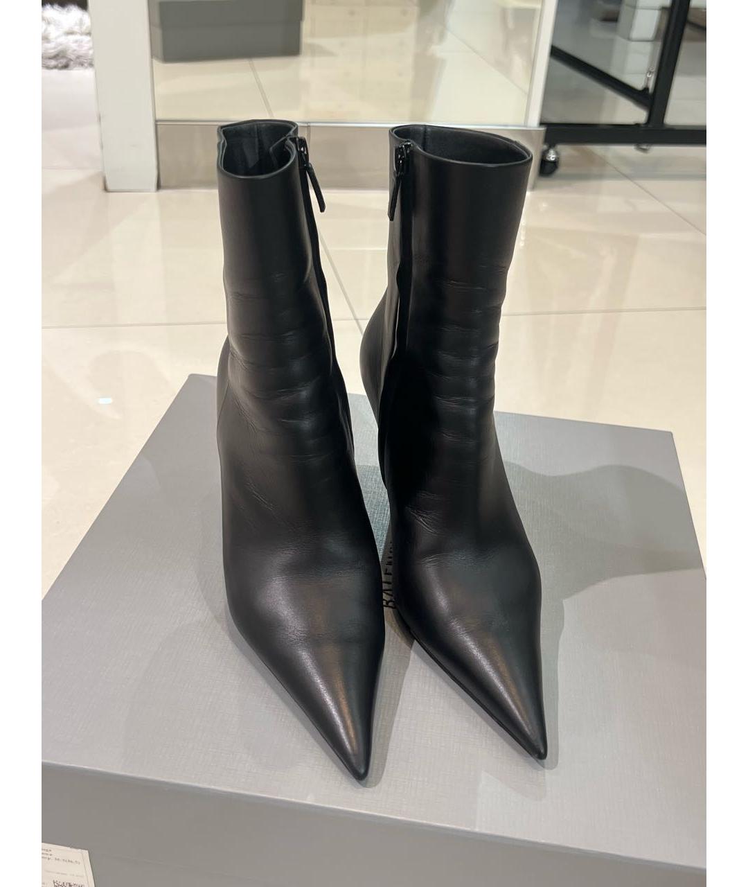 BALENCIAGA Черные кожаные ботильоны, фото 2