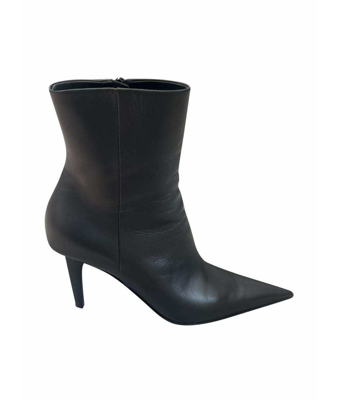 BALENCIAGA Черные кожаные ботильоны, фото 1