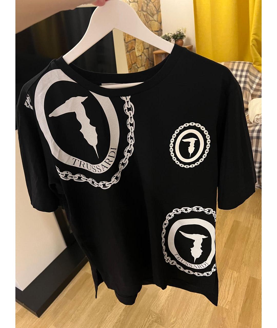 TRUSSARDI Черная хлопковая футболка, фото 9