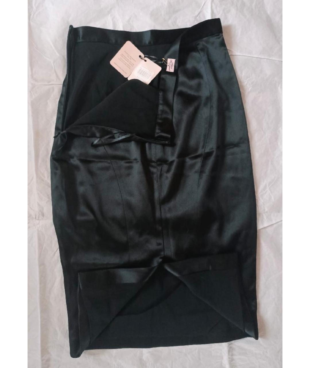 AGENT PROVOCATEUR Черная шелковая юбка миди, фото 4