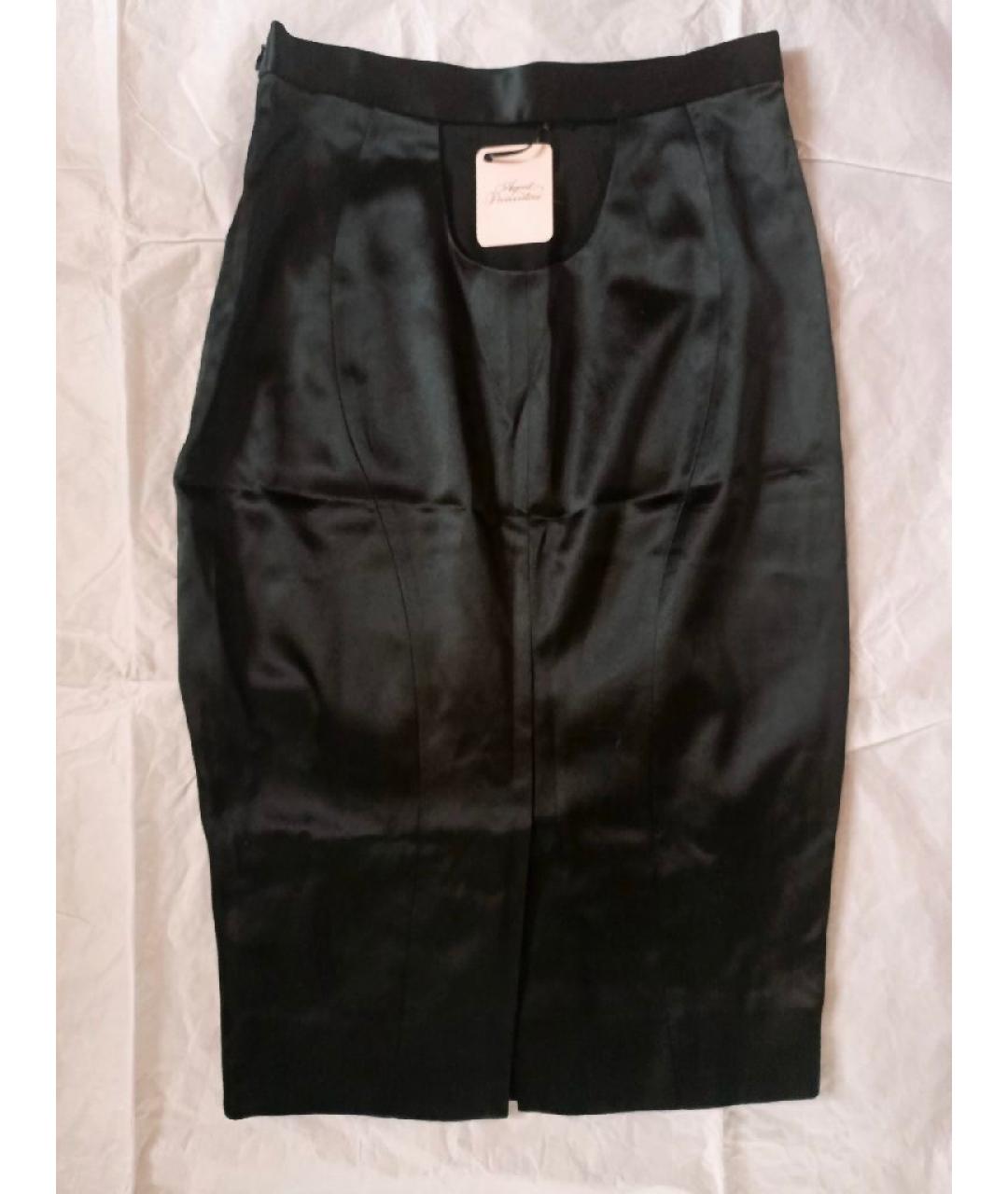 AGENT PROVOCATEUR Черная шелковая юбка миди, фото 3
