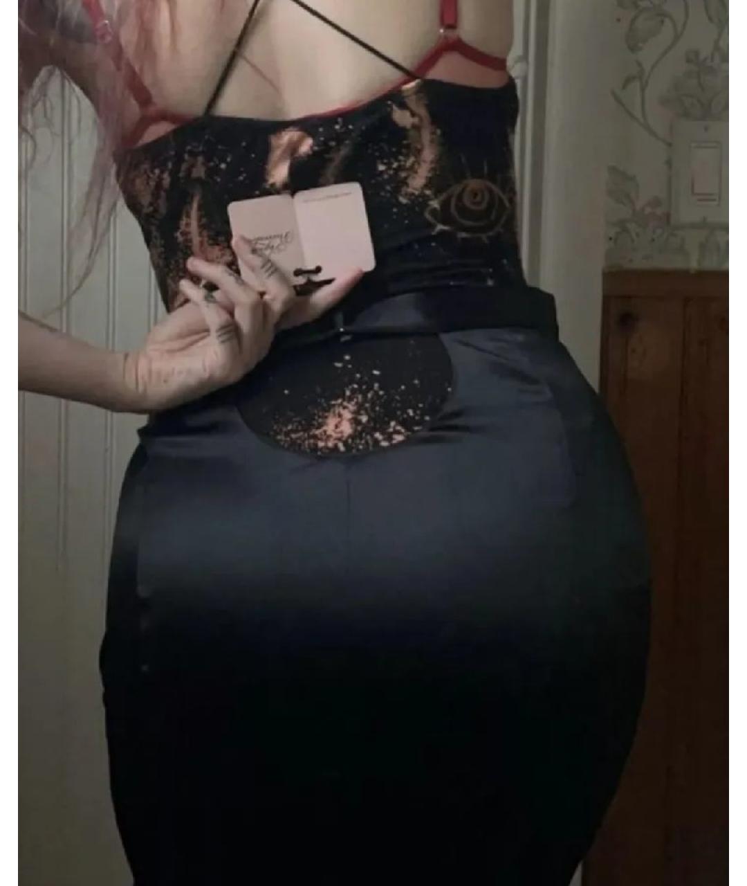 AGENT PROVOCATEUR Черная шелковая юбка миди, фото 5