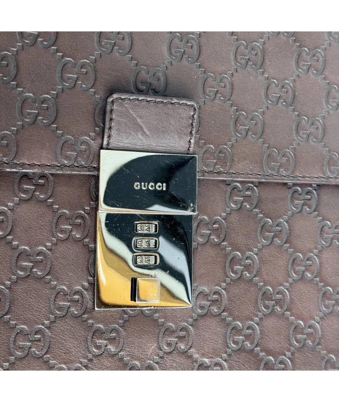 GUCCI Коричневый кожаный портфель, фото 6