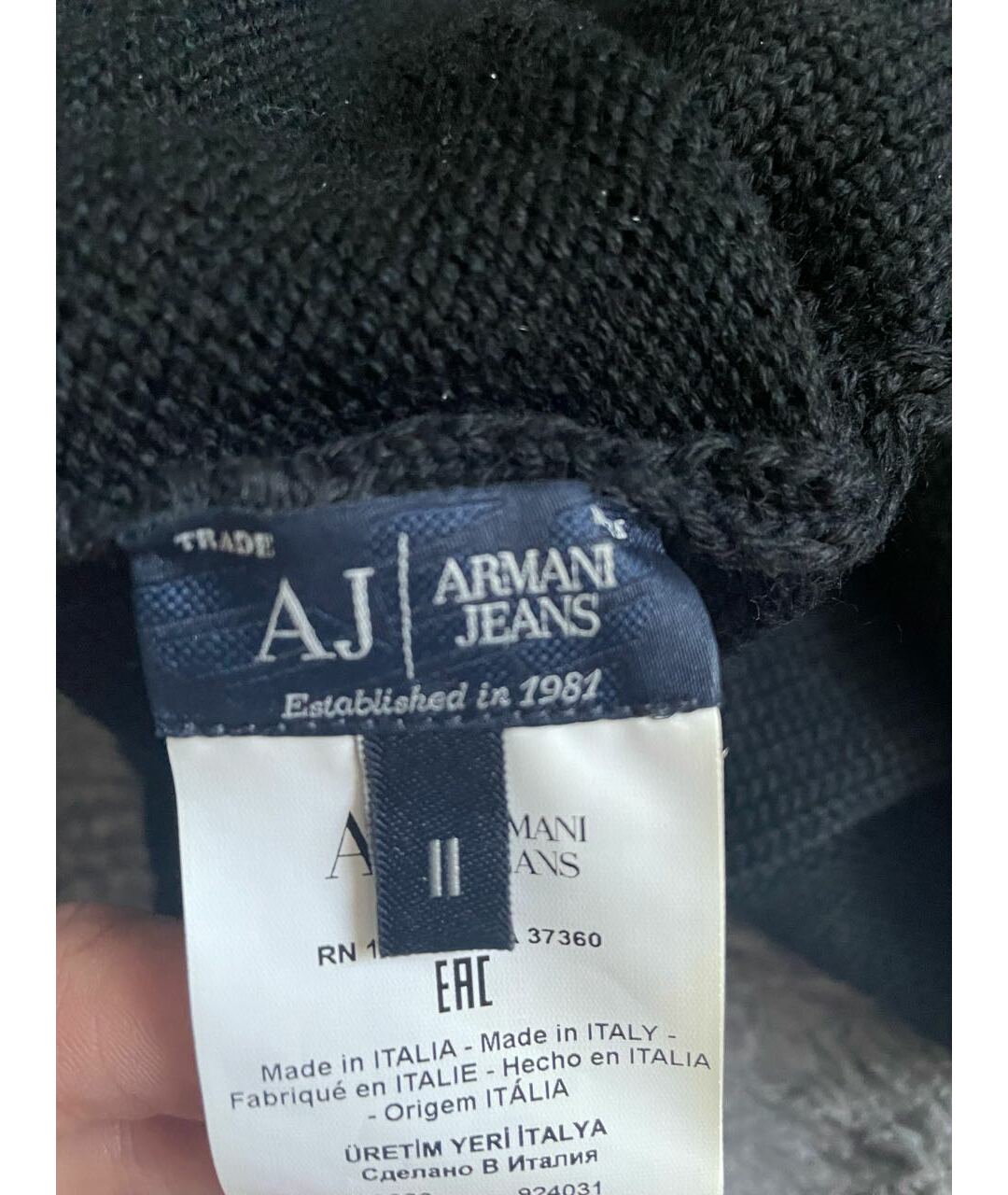 ARMANI JEANS Черная шерстяная шапка, фото 4