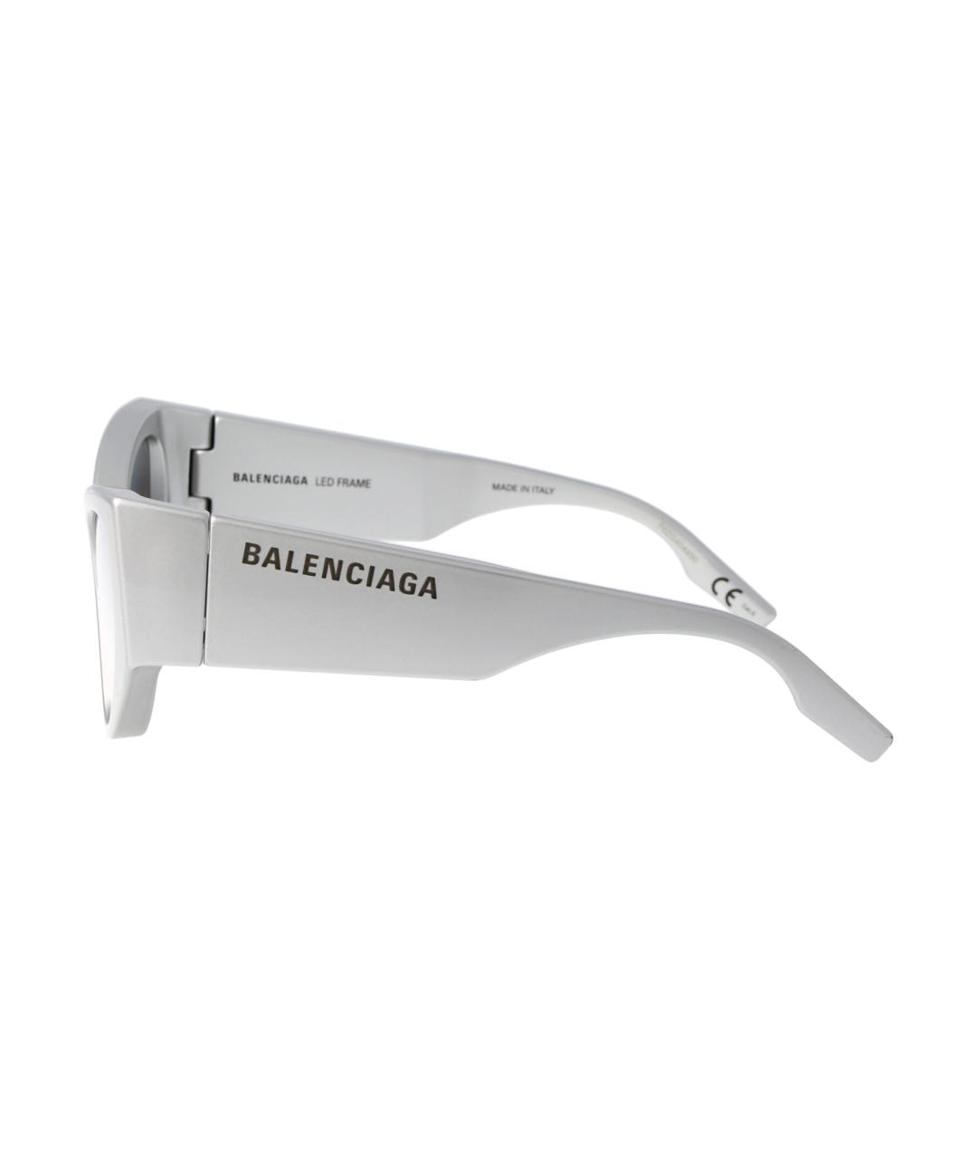 BALENCIAGA Серебряные пластиковые солнцезащитные очки, фото 3