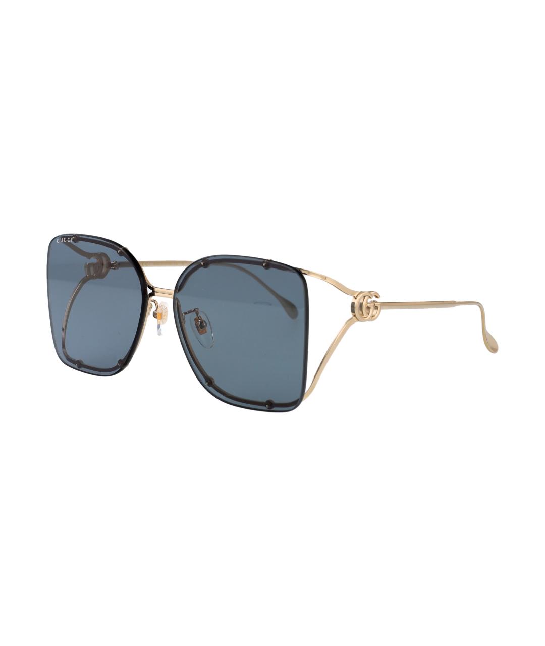 GUCCI Золотые металлические солнцезащитные очки, фото 2