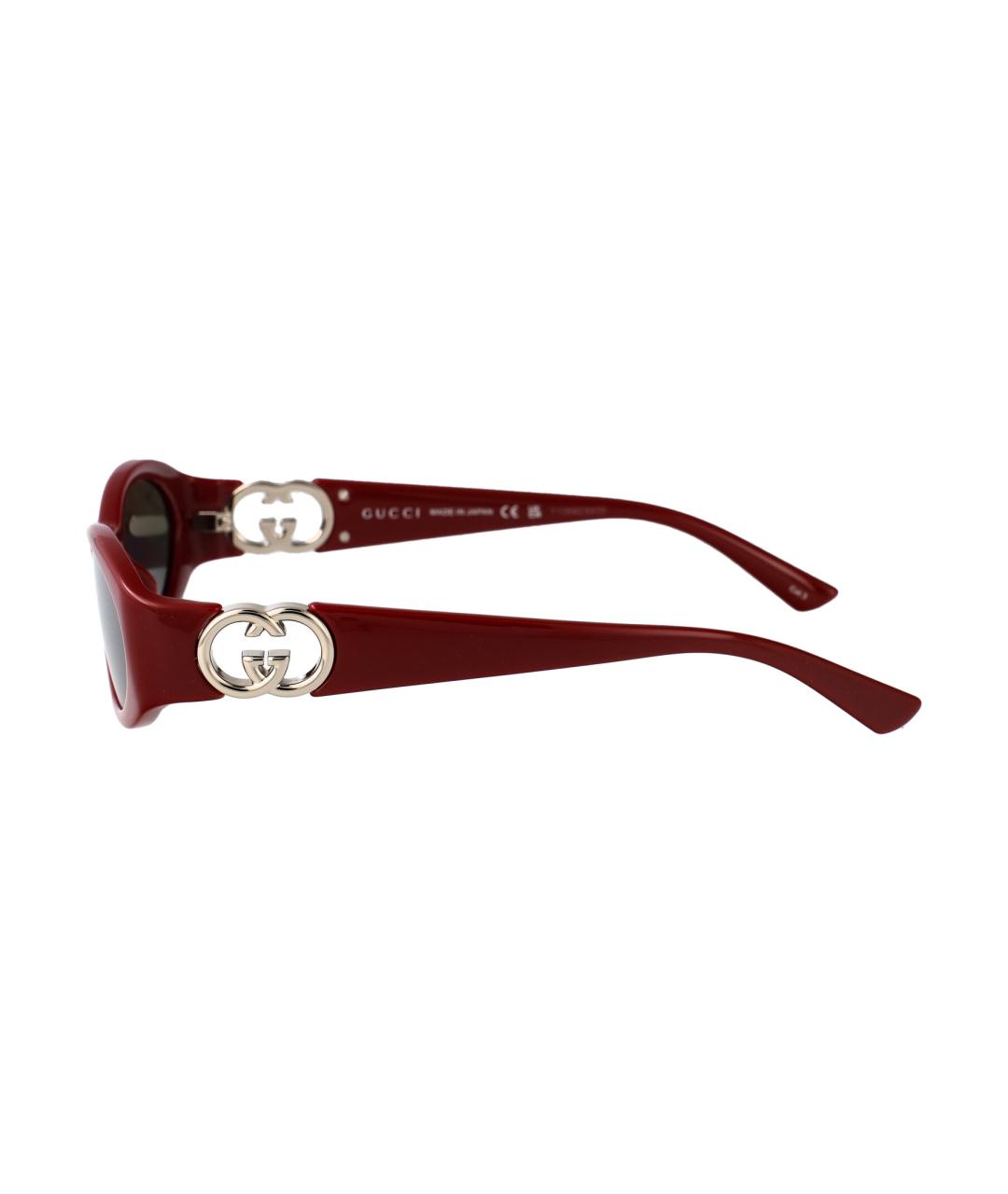 GUCCI Бордовые деревянные солнцезащитные очки, фото 3