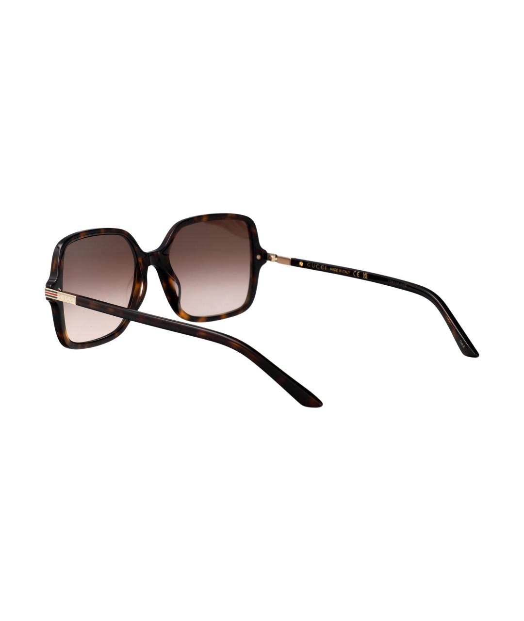 GUCCI Коричневые металлические солнцезащитные очки, фото 4