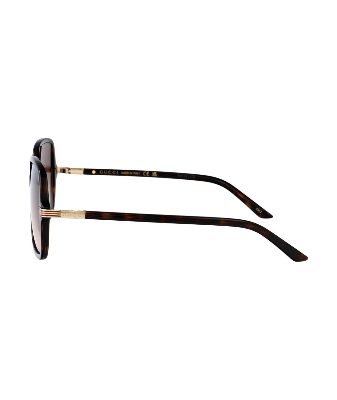 GUCCI Коричневые металлические солнцезащитные очки, фото 3