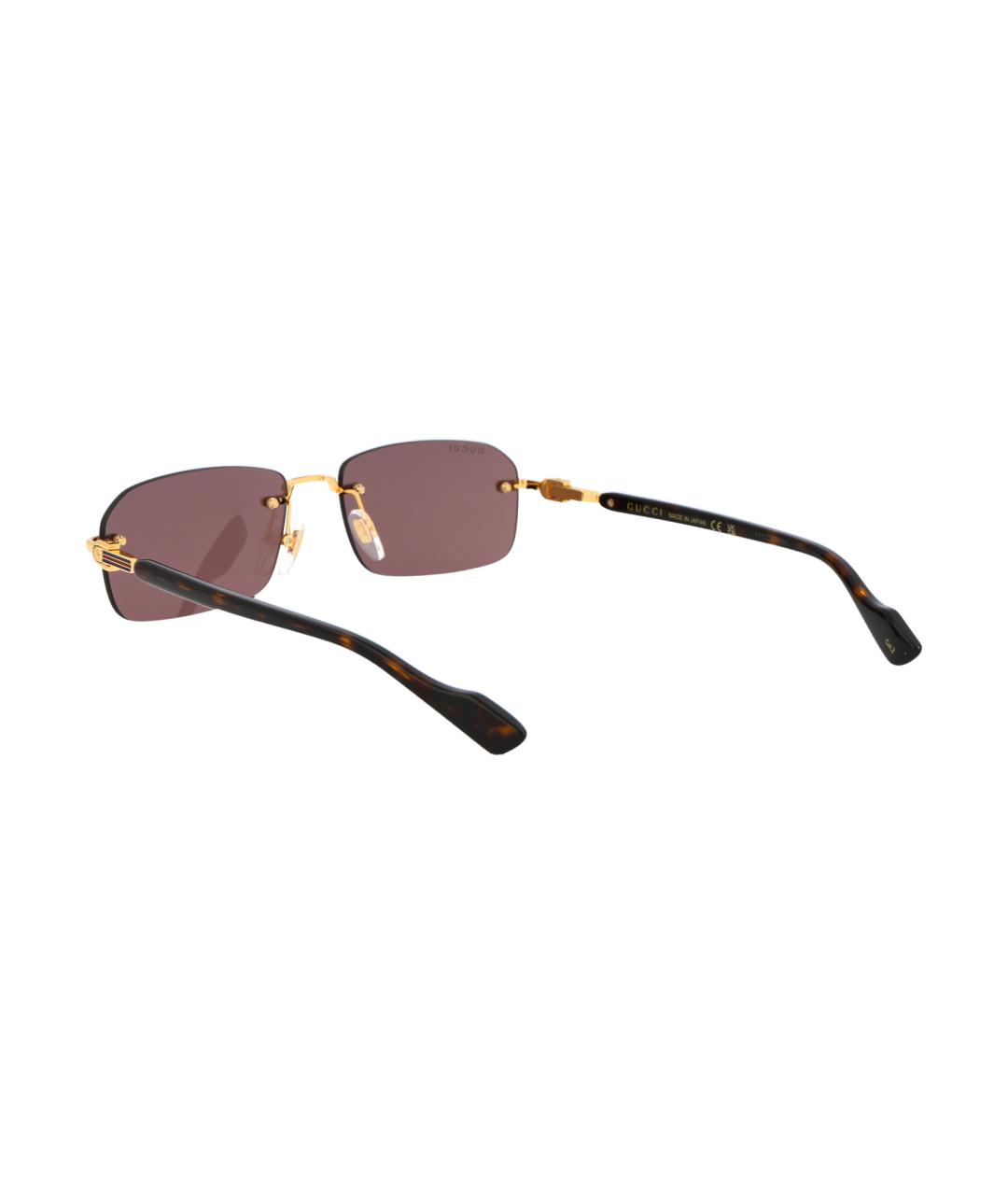 GUCCI Золотые металлические солнцезащитные очки, фото 4
