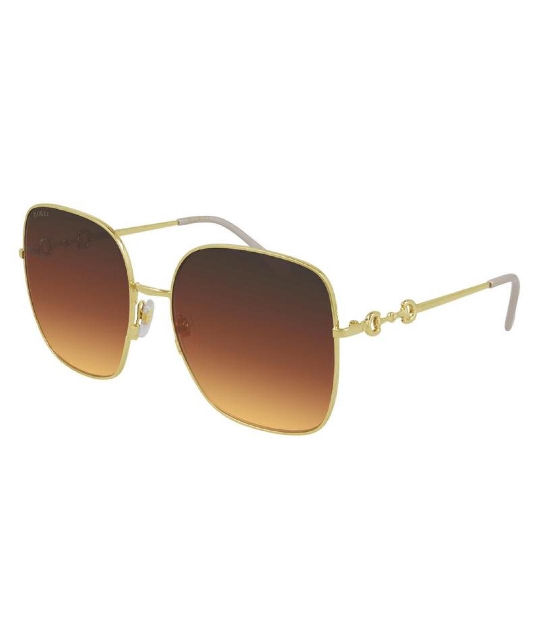 GUCCI Золотые металлические солнцезащитные очки, фото 1