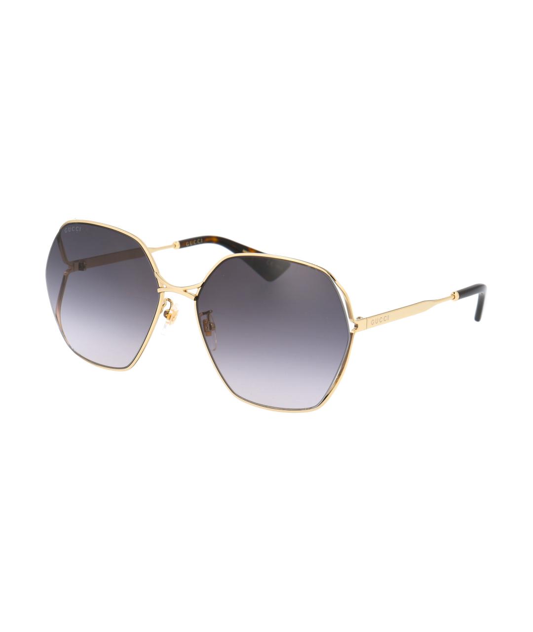 GUCCI Золотые металлические солнцезащитные очки, фото 2