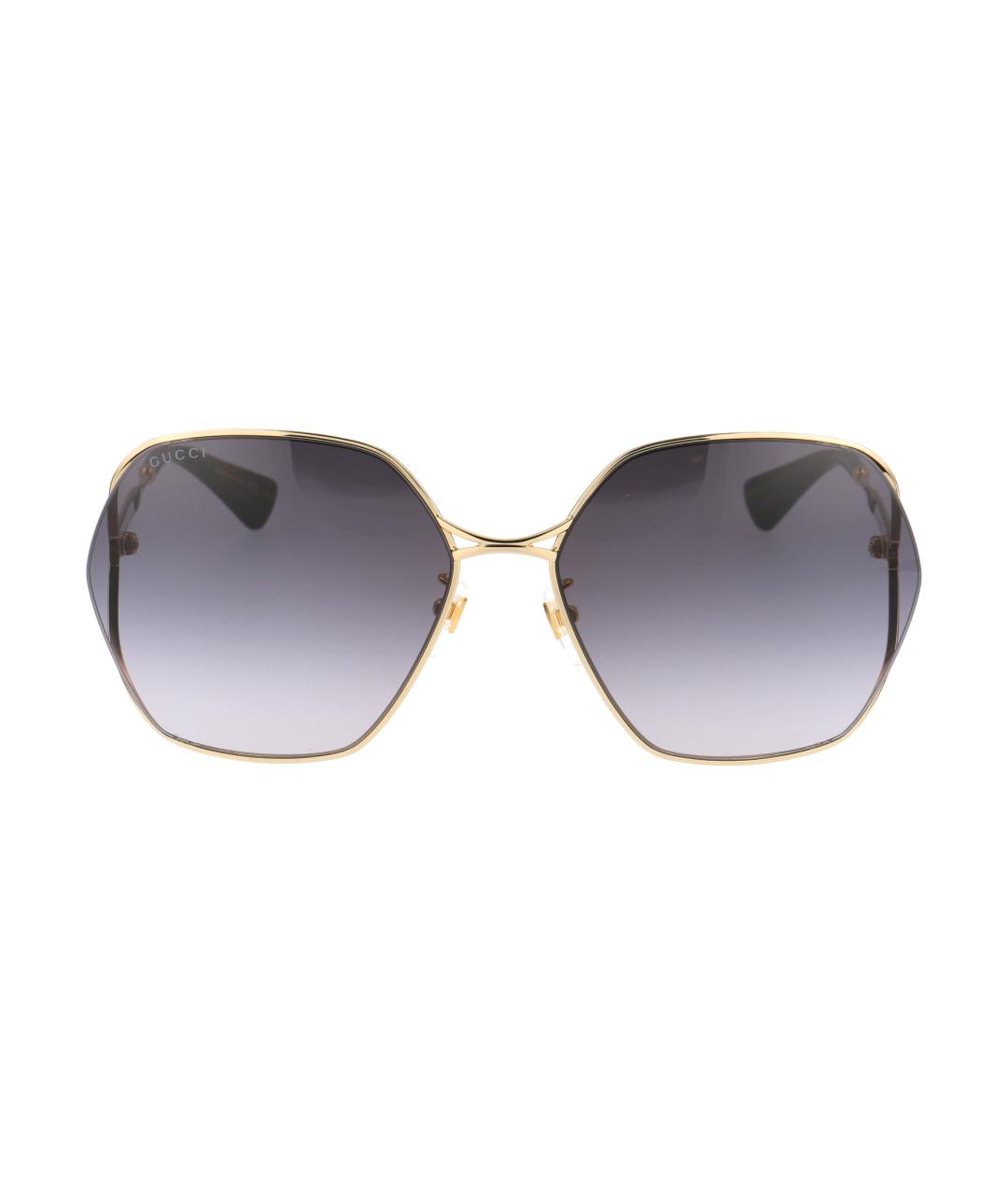 GUCCI Золотые металлические солнцезащитные очки, фото 1