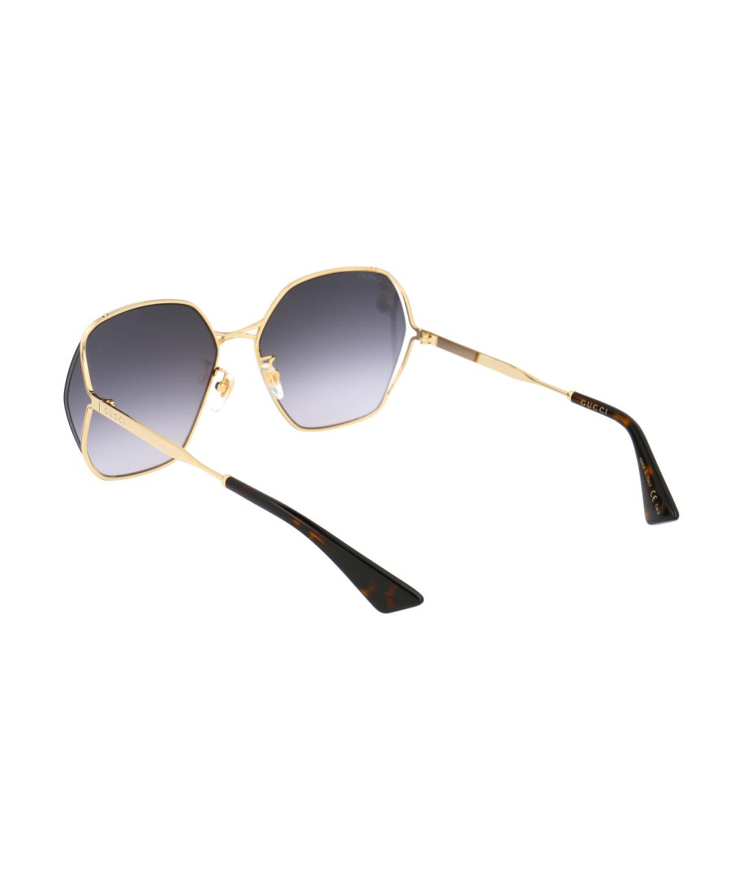 GUCCI Золотые металлические солнцезащитные очки, фото 4