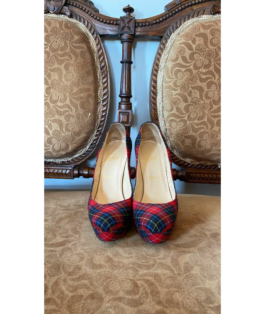 CHRISTIAN LOUBOUTIN Красные текстильные туфли, фото 2