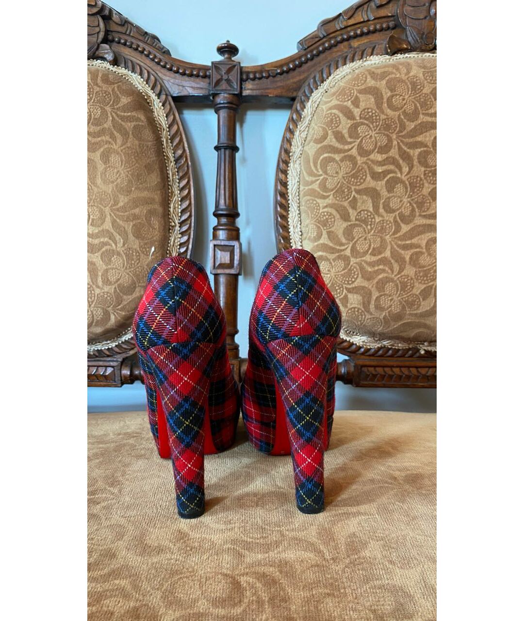 CHRISTIAN LOUBOUTIN Красные текстильные туфли, фото 3